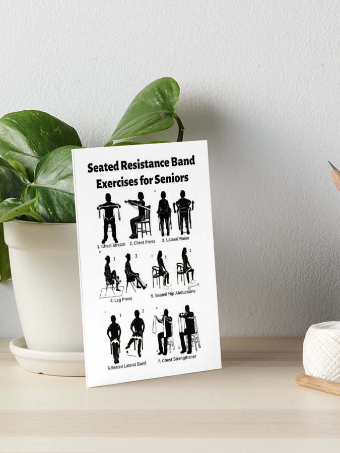 7 Seated Resistance Band Exercises for Seniors Art Board Print for Sale  by Caregiverology