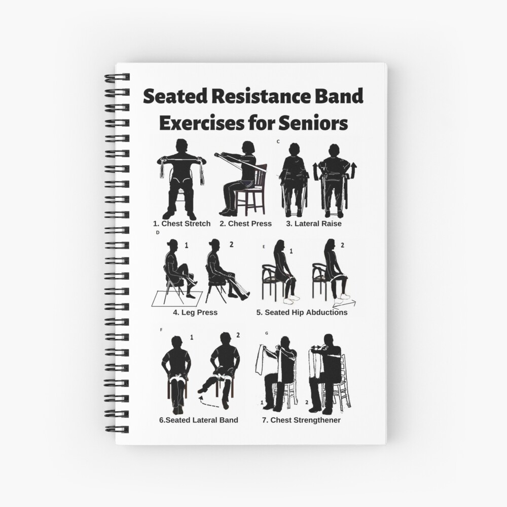 7 Seated Resistance Band Exercises for Seniors Spiral Notebook for Sale by  Caregiverology