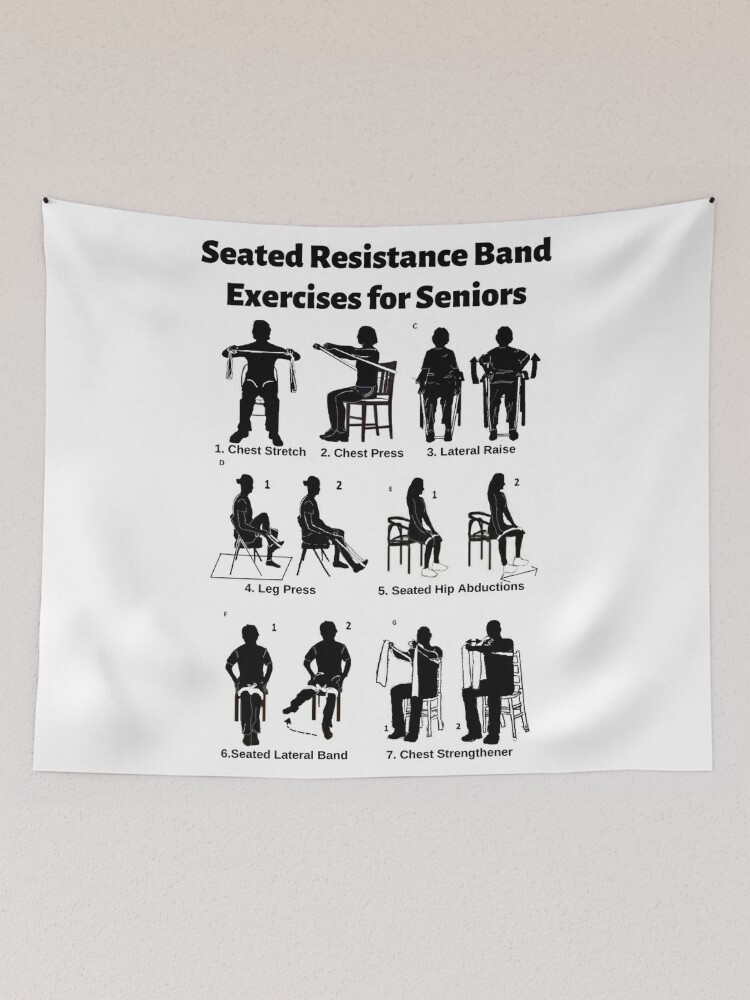 7 Seated Resistance Band Exercises for Seniors Tapestry for Sale by Caregiverology Redbubble