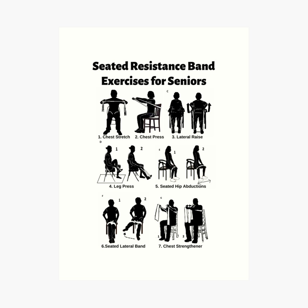 7-seated-resistance-band-exercises-for-seniors-art-board-print-for-sale-by-caregiverology-redbubble for Free Printable Resistance Band Exercises 7 Seated Resistance Band Exercises for Seniors