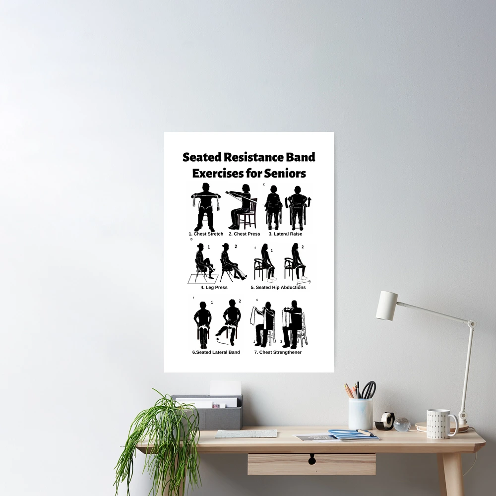 7 Seated Resistance Band Exercises for Seniors Poster for Sale by