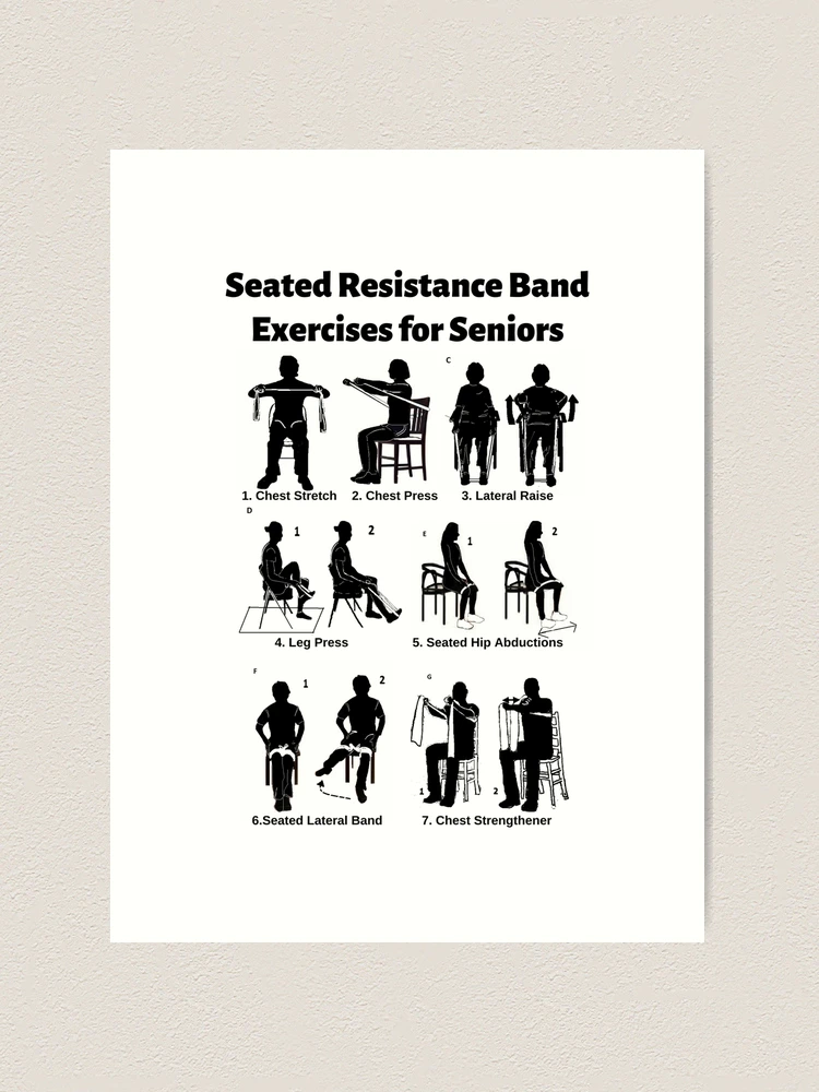 7 Seated Resistance Band Exercises for Seniors Greeting Card for Sale by  Caregiverology