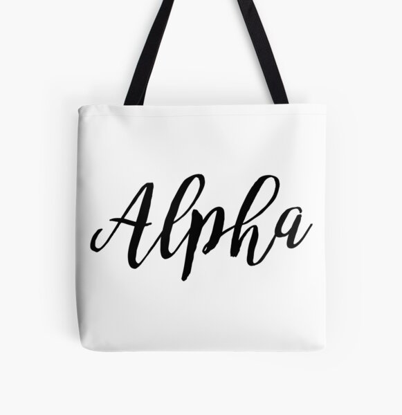 Basic Cursive Greek Letter Embroidered Canvas Tote Bag