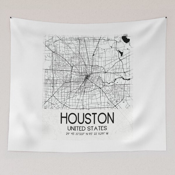 Item preview, HOUSTON TEXAS MAP MONOCHROME WHITE designed and sold by lukas69graphic.
