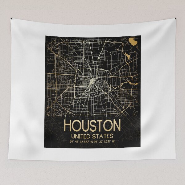 Item preview, HOUSTON TEXAS MAP MONOCHROME GOLD designed and sold by lukas69graphic.