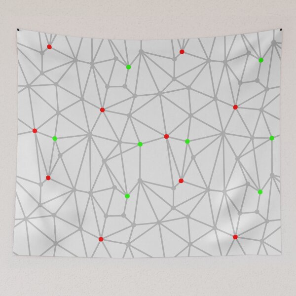 Item preview, Red and green dots connected by straight lines designed and sold by ReflectedCrafts.