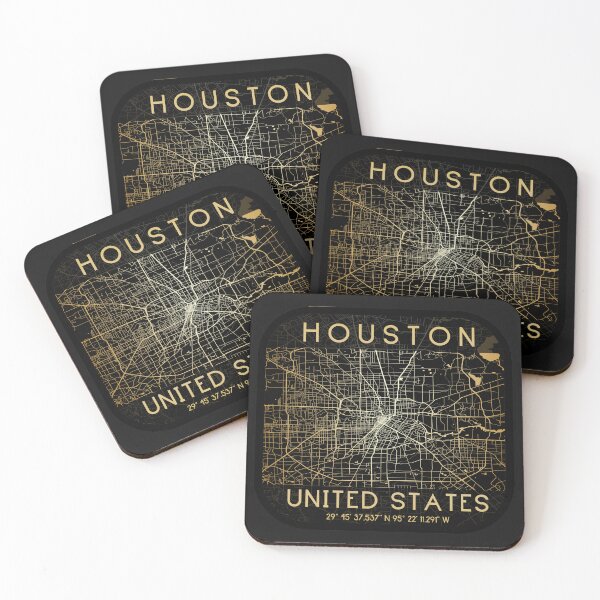 Item preview, HOUSTON TEXAS MAP MONOCHROME GOLD designed and sold by lukas69graphic.