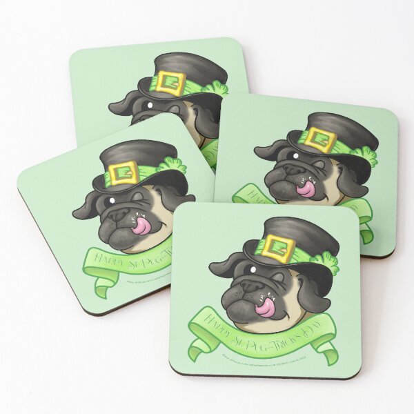Item preview, Happy Leprechaun Pug #3 designed and sold by SillWillStudios.