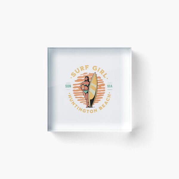 Item preview, Surfer Girl Surfing Huntington Beach California designed and sold by CattlettArt.
