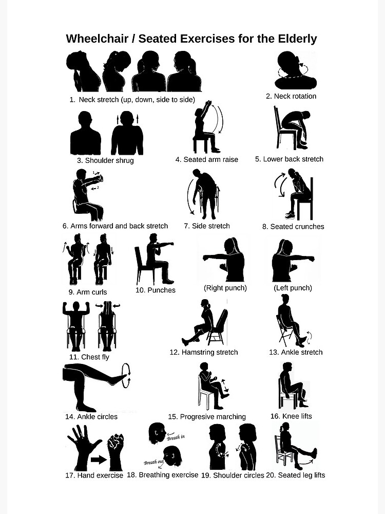 20 Wheelchair / Seated Exercises for the Elderly Art Board Print
