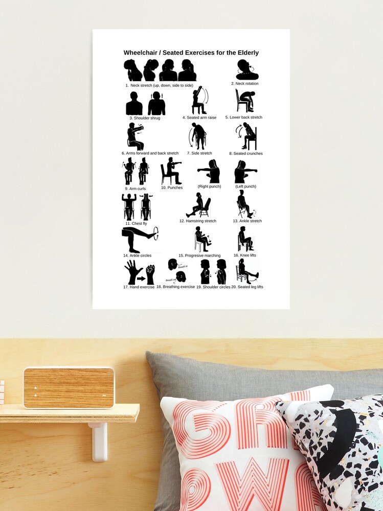 20 Wheelchair / Seated Exercises for the Elderly Art Board Print