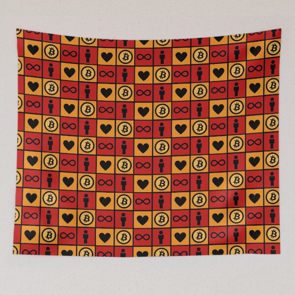Item preview, Bitcoin Love in Squares, Black designed and sold by yashik.