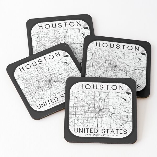Item preview, HOUSTON TEXAS MAP MONOCHROME WHITE designed and sold by lukas69graphic.