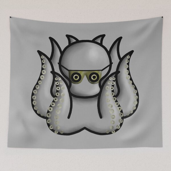 Item preview, gray octopus with sunglasses designed and sold by octo-PS.