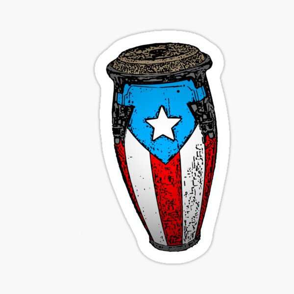 10" x 5". Mini Conga With Puerto Rico Flag Decal Miniature 