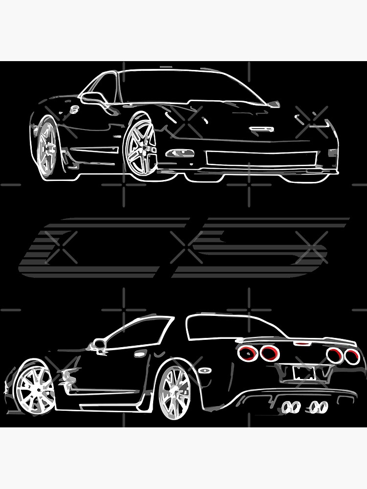 &ldquo;Corvette C5 Custom Outline Art Vette&rdquo; Poster for Sale by FromThe8Tees