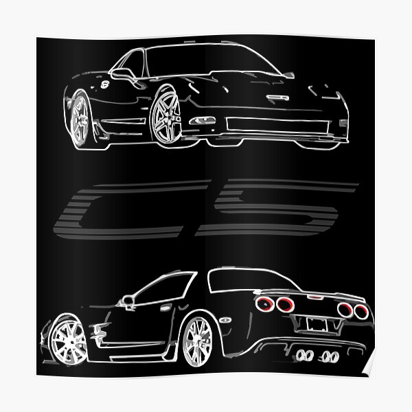 &ldquo;Corvette C5 Custom Outline Art Vette&rdquo; Poster for Sale by FromThe8Tees