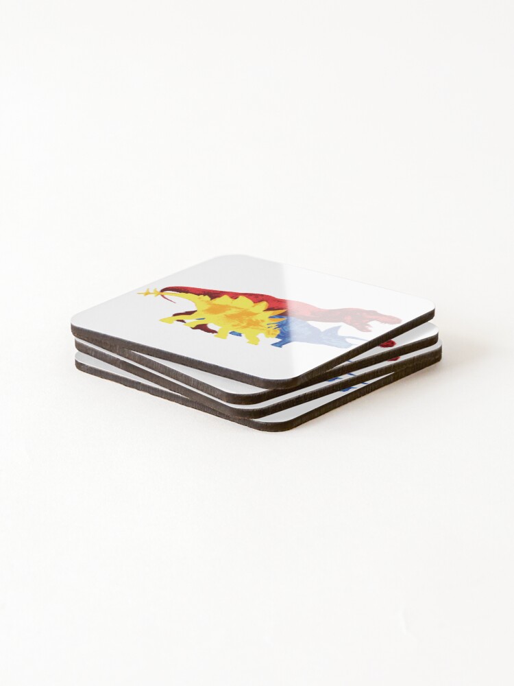 Thumbnail 4 of 5, Coasters (Set of 4), Colorfull dinos designed and sold by doGraph.