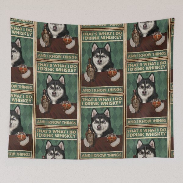 Item preview, Funny husky dog drink whiskey quotes designed and sold by Douglafa.