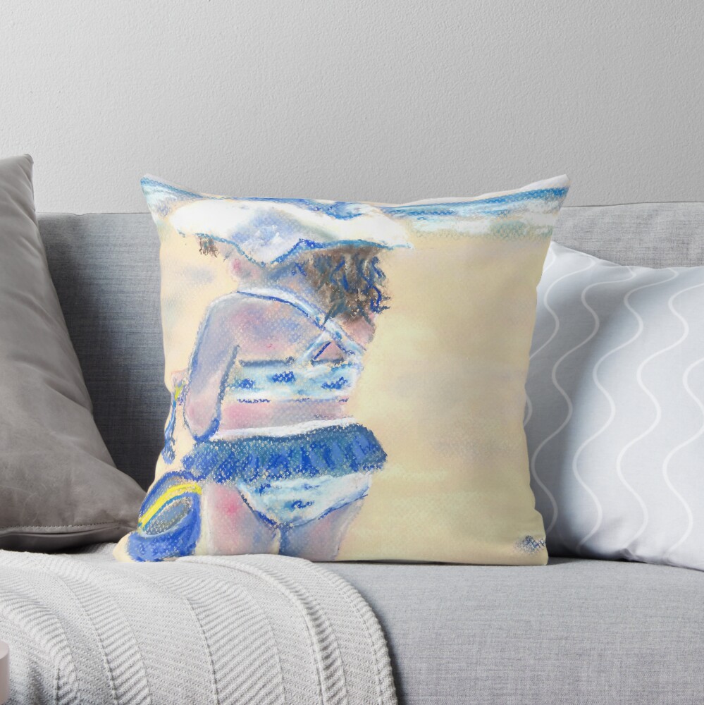 Little Chunky Thighs on the Beach (Pastel) Throw Pillow