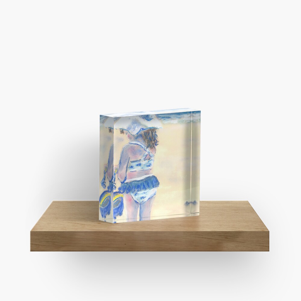 Little Chunky Thighs on the Beach (Pastel) Acrylic Block