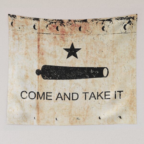 Item preview, Gonzales Battle Flag on Rusted Riveted Metal - Come and Take it designed and sold by MolonLabeArt.