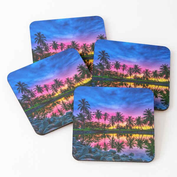 Item preview, Vibrant Evening Sunset X Palm trees and Lakeside view  designed and sold by lifestylein.