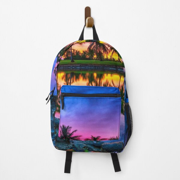 Item preview, Vibrant Evening Sunset X Palm trees and Lakeside view designed and sold by lifestylein.
