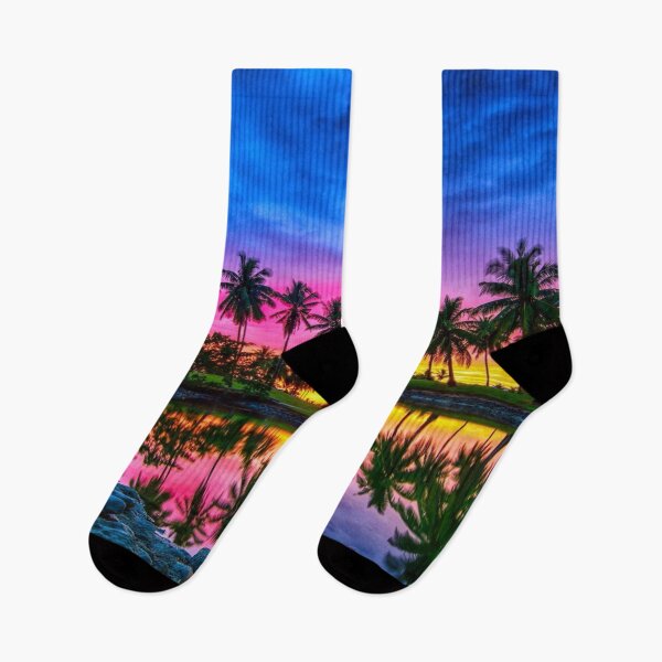 Item preview, Vibrant Evening Sunset X Palm trees and Lakeside view  designed and sold by lifestylein.