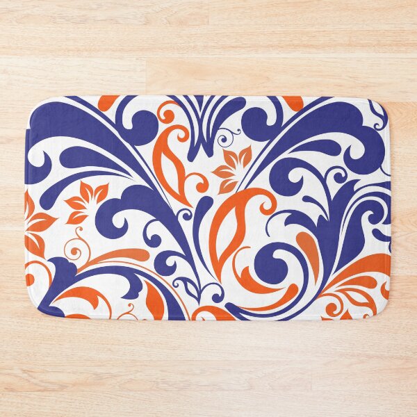 Item preview, Blue And Orange Floral Leaf Pattern designed and sold by risingrocket.