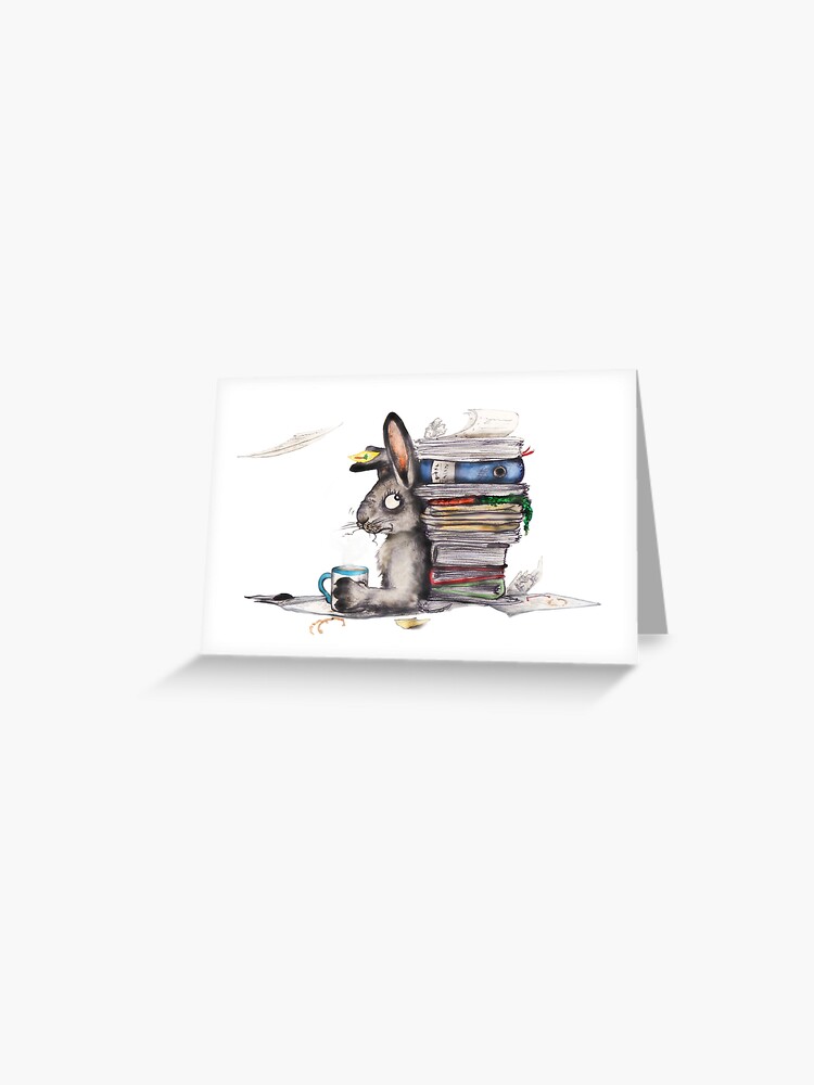 Tarjetas de felicitación «Conejito ocupado | Día de trabajo de conejo de dibujos  animados» de Snootrac | Redbubble