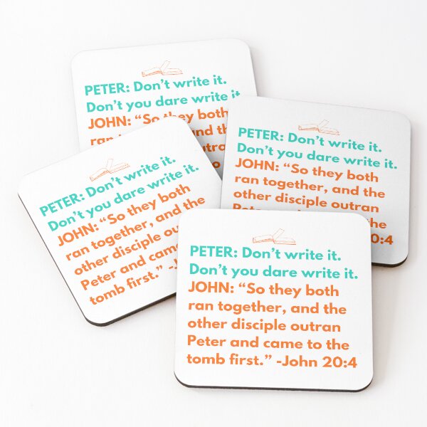 Item preview, Bible humor Peter and John John 20:4 Christian Bible jokes designed and sold by Emily Roberts.