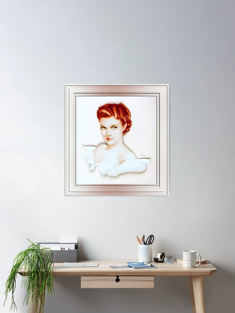 Maureen O'Hara Poses For Alberto Vargas - Redhead Beauty 2 Maureen O'Hara Poses For Alberto Vargas Remastered Xzendor7 Vintage Art Room Decor Poster Art Print