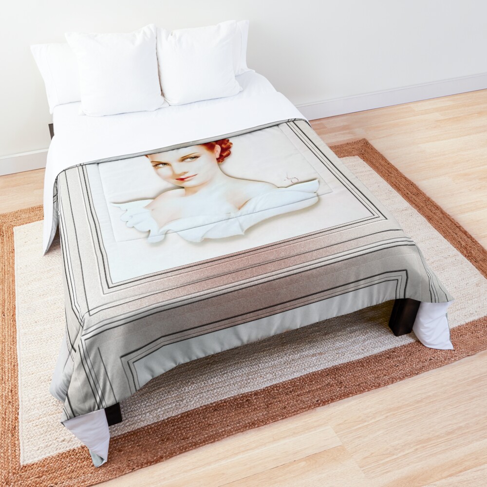 Maureen O'Hara Poses For Alberto Vargas - Redhead Beauty 3 Maureen O Hara Poses For Alberto Vargas Remastered Xzendor7 Vintage Art Comforter