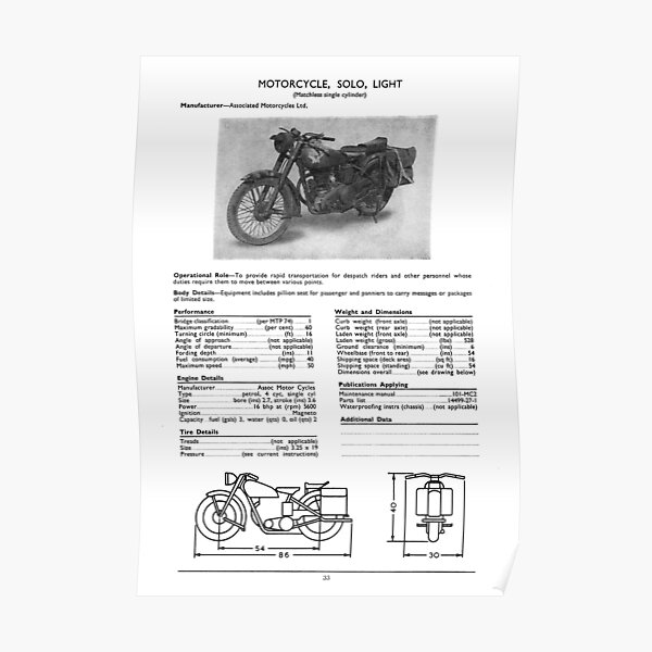 Motorcycle, Solo, Light, Matchless Poster