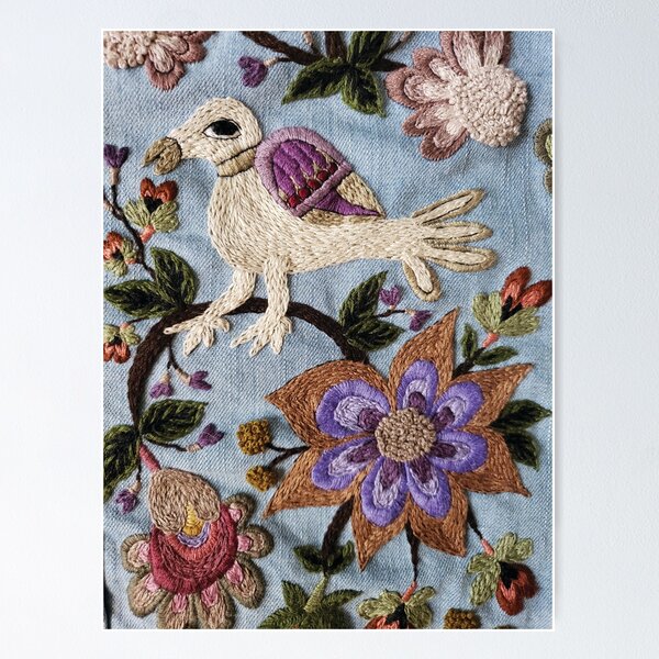 Purple White Bird Poster