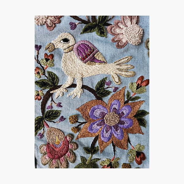 Purple White Bird Photographic Print