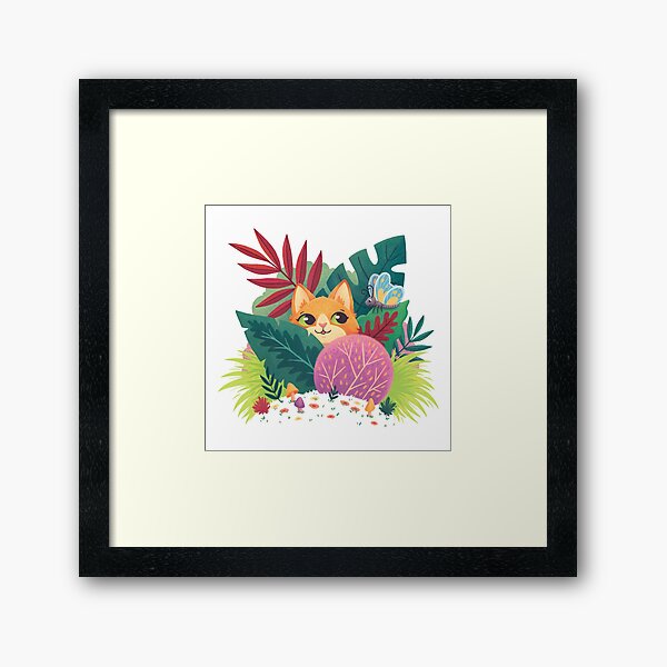 Jungle Peekaboo Kitty Framed Art Print