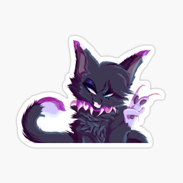 202735 - safe, artist:reruririreruro, scourge (warrior cats), cat, feline,  mammal, feral, warrior cats, 2021, anime, black body, black fur, black  hair, blood, claws, fur, hair, male, open mouth, purple collar, sharp teeth