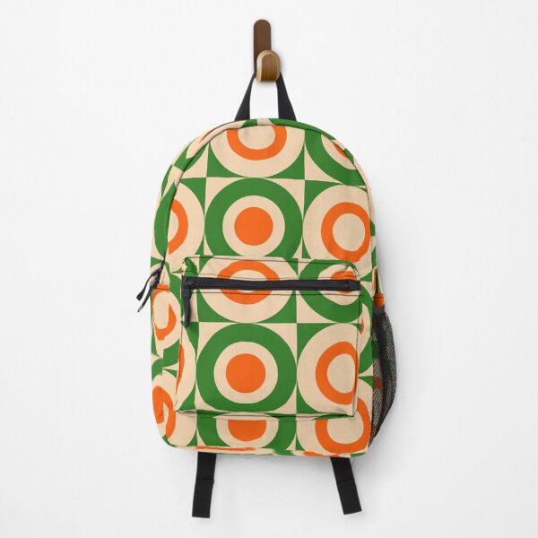 Item preview, Pop Art Square and Circle Pattern Green Orange and Beige designed and sold by tonymagnerart.