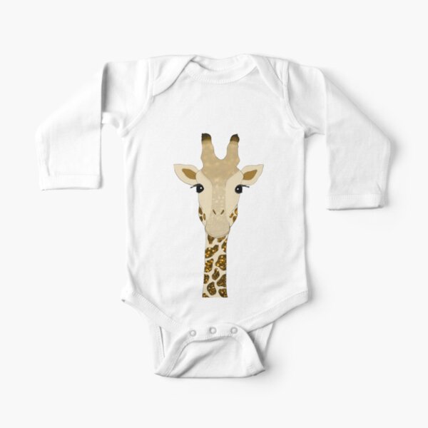 Golden Glitter Giraffe Long Sleeve Baby One-Piece