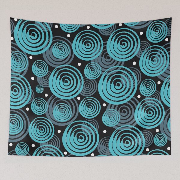 Item preview, Turquoise circles on black, abstract design pattern designed and sold by Becky Hunter.