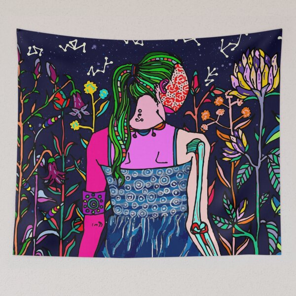 Item preview, Colorful Girl in stary night  designed and sold by GulayNoora456.