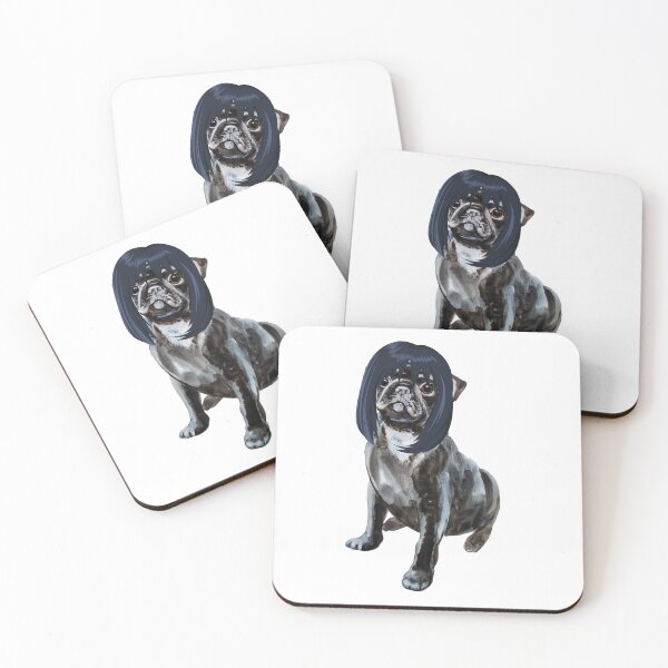 Item preview, Dog with a wig. Cute dog design. Pug with a wig. Dog with a curly wig. designed and sold by Doggymadness.