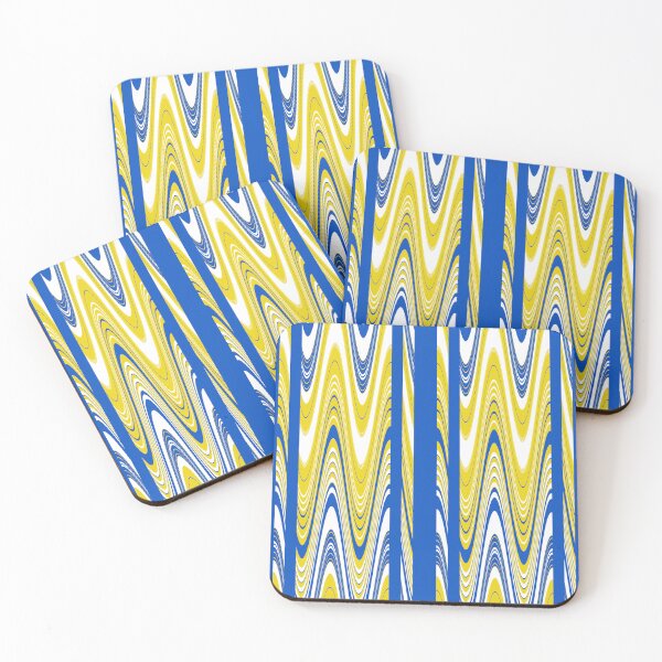 Item preview, Blue and yellow striped sixties geometric repeating pattern. designed and sold by SandraPDesigns.