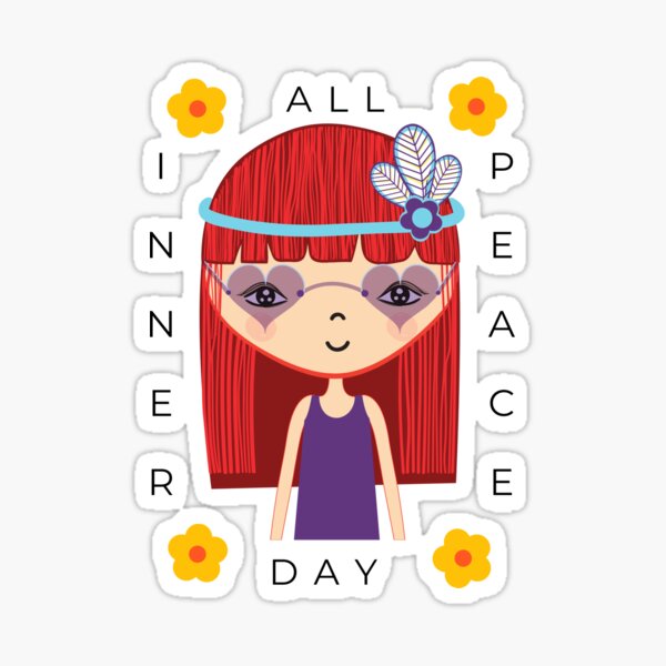 Inner Peace Red Hair Hippie Girl  Sticker
