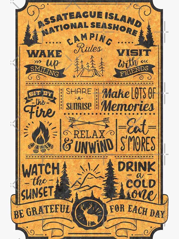 "Assateague Island National Seashore Camping Rules" Sticker by