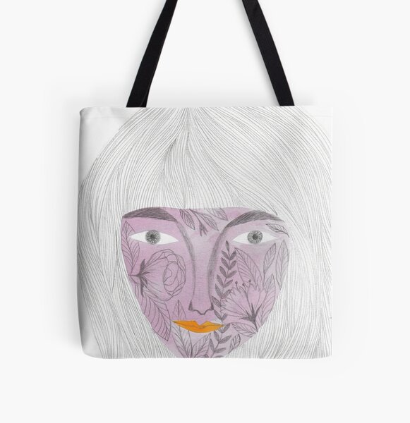 plant face women portrait illustration All Over Print Tote Bag