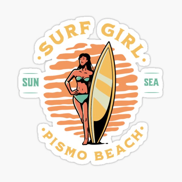 Item preview, Surfer Girl Surfing Pismo Beach Surfing California designed and sold by CattlettArt.