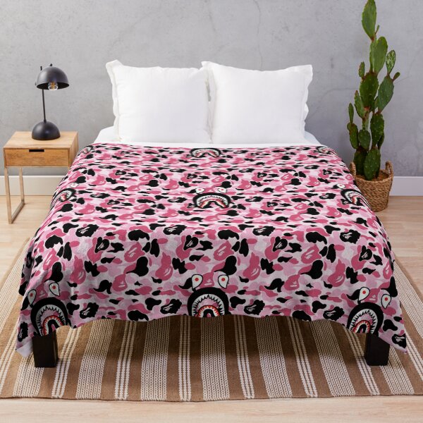Japanese A Bathing Ape Bape Shark Blanket  Soft Camo Coverlet Bed Cover 